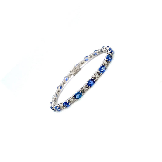 Sapphire and Diamond Bracelet in 14K White Gold - KGD 41486-1