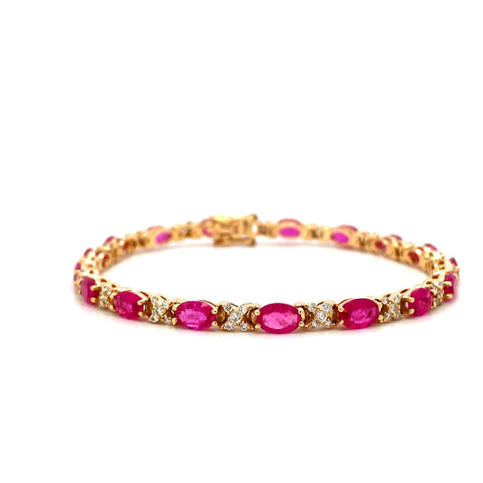 Ruby and Diamond Bracelet in 14K Yellow Gold - KGD 41493-0