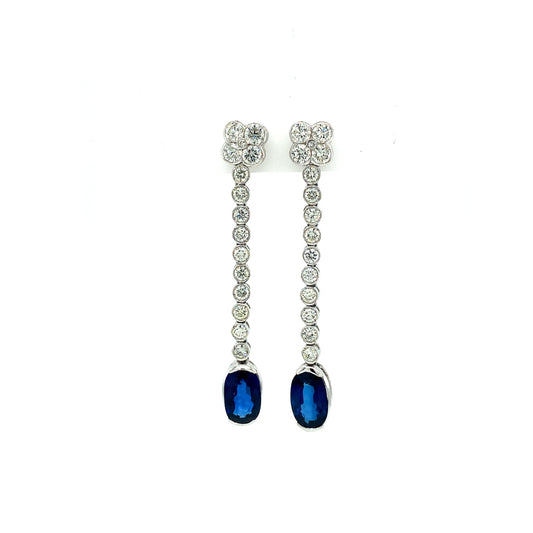 Sapphire and Diamond Earrings in 18K White Gold - KGT 31002-0