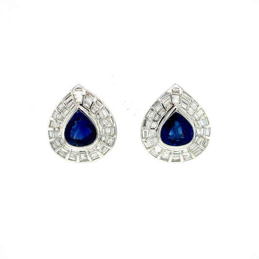 Sapphire and Diamond Earrings in 18K White Gold - KGT 31495-0