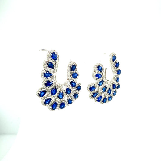 Sapphire and Diamond Earrings in 18K White Gold - KGT 32274-1