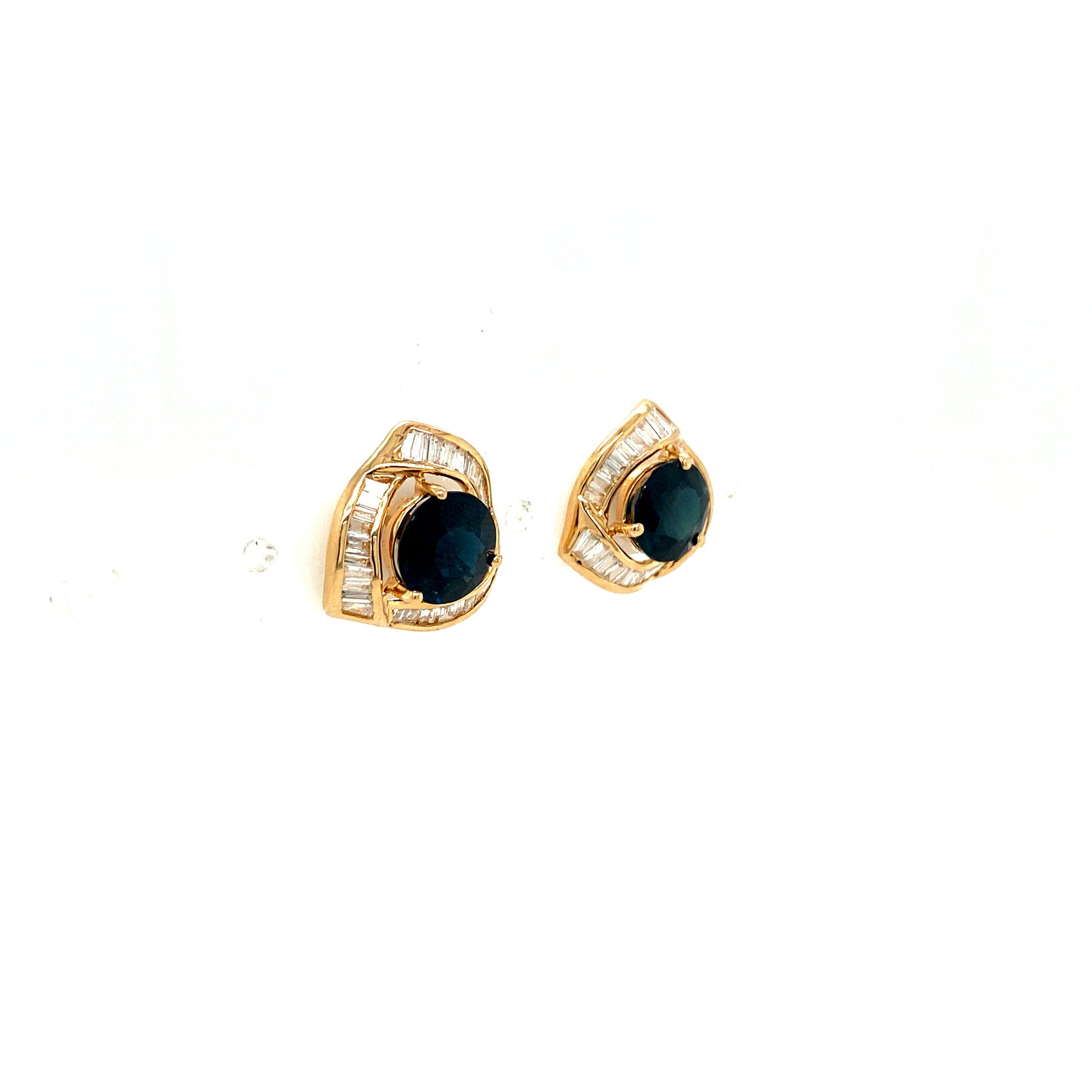 Sapphire and Diamond Earrings in 14K Yellow Gold - KGT 32576-1