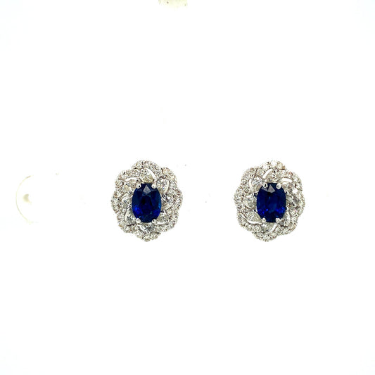Sapphire and Diamond Earrings in 18K White Gold - KGT 33361-0