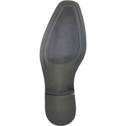 Black faux leather wingtip oxford, men's formal footwear.