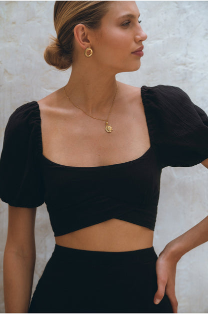 Kiana Linen Crop Top-5