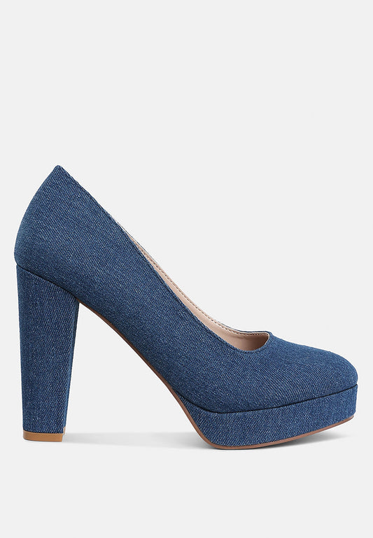 Kostur Denim Block Heel Pumps-0