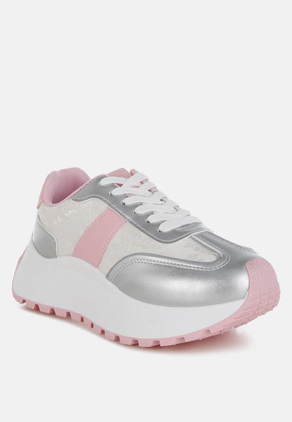 Koters Print Embroidery Detail Metallic Sneakers-1