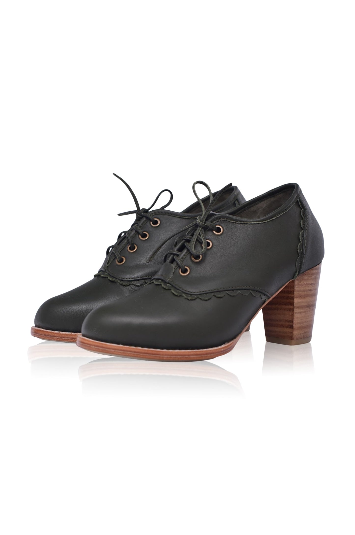 Lace Oxford Leather Heels-8