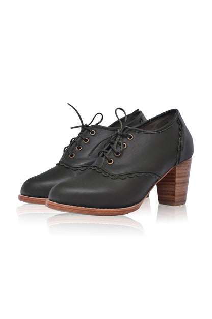 Lace Oxford Leather Heels-7
