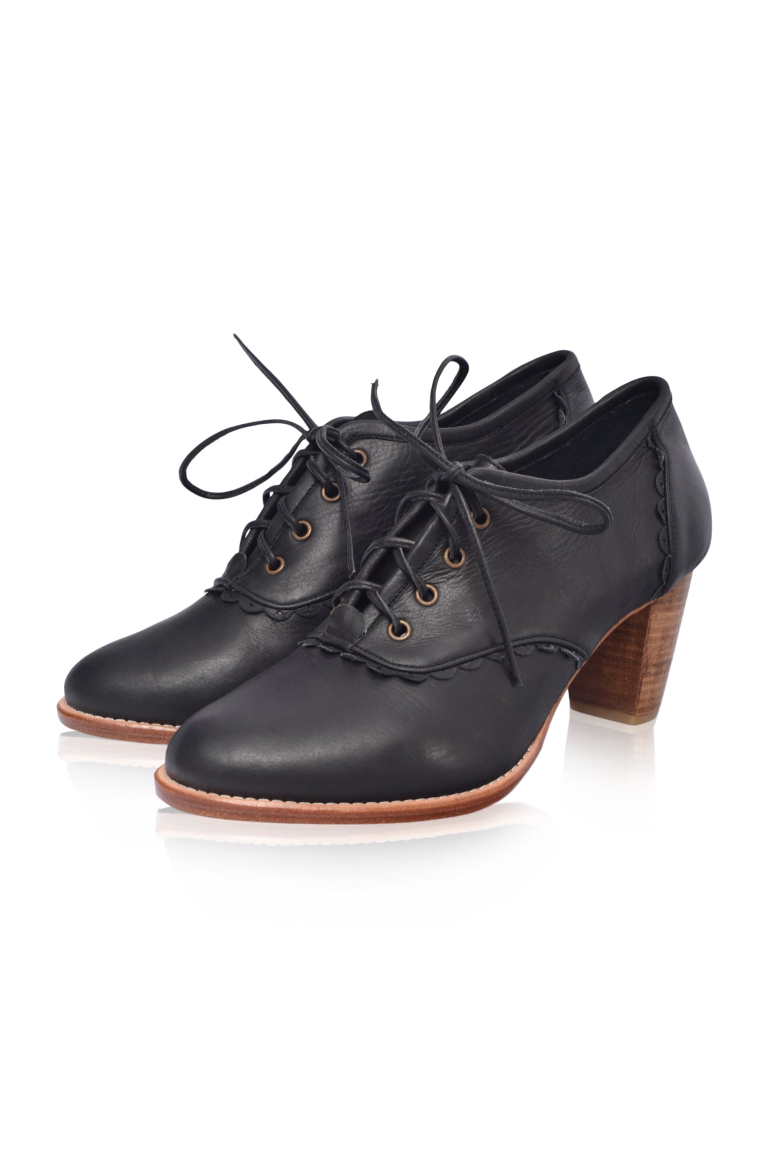 Lace Oxford Leather Heels-2