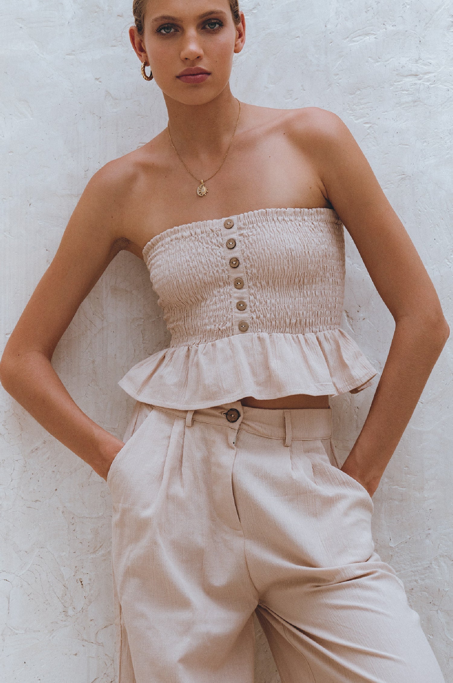 Laura Smocked Linen Top (Sale)-0
