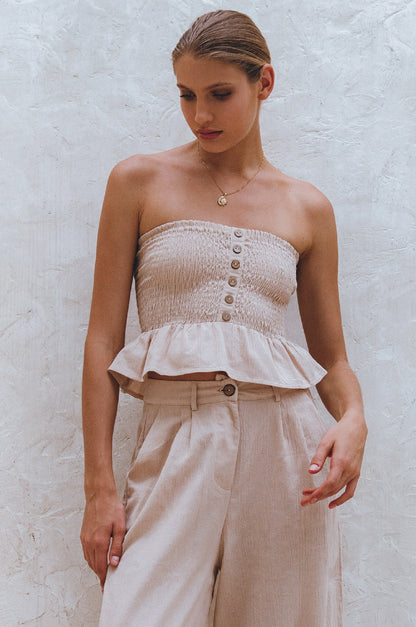 Laura Smocked Linen Top (Sale)-7