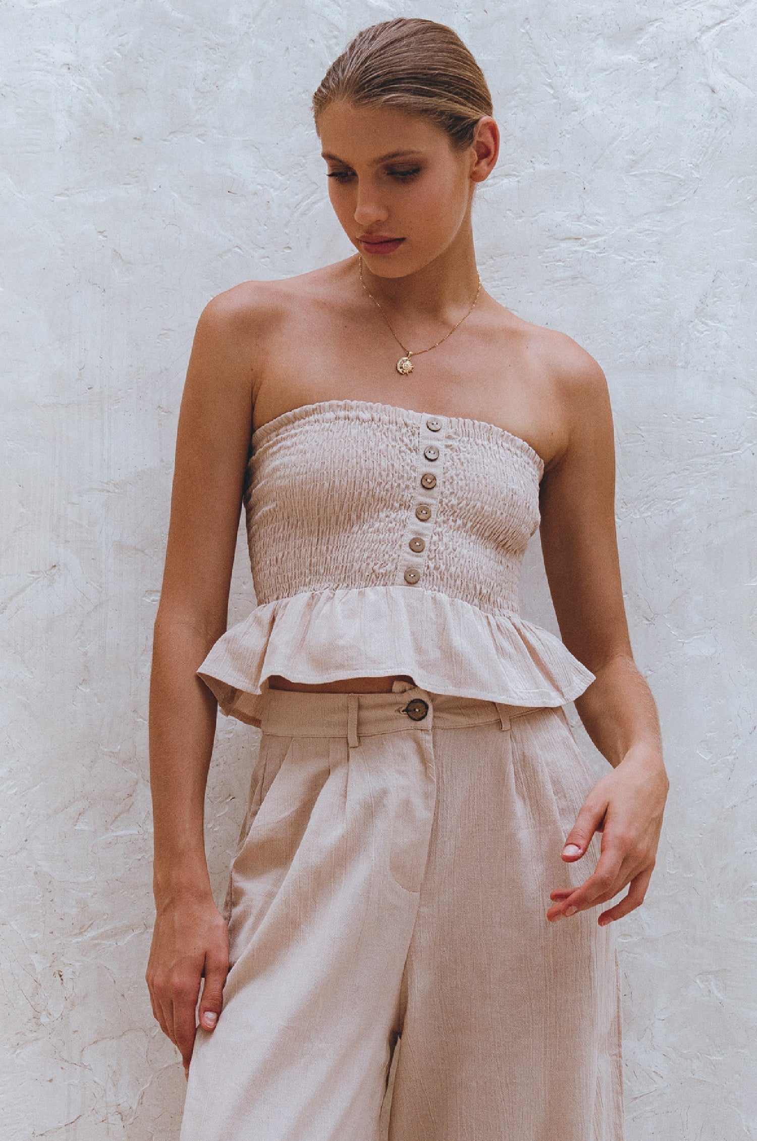 Laura Smocked Linen Top (Sale)-1