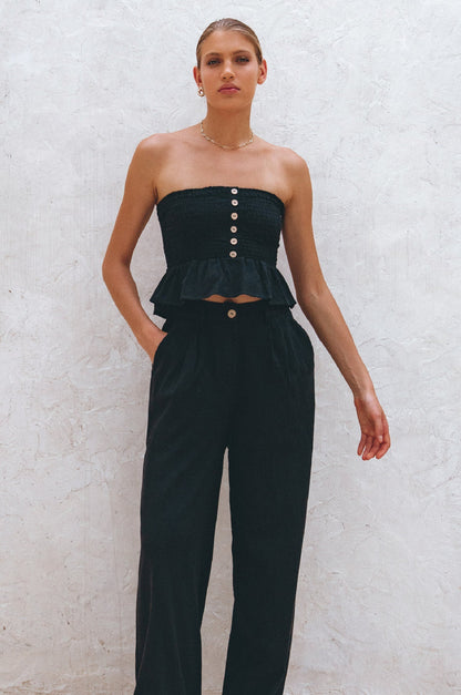 Laura Smocked Linen Top (Sale)-1