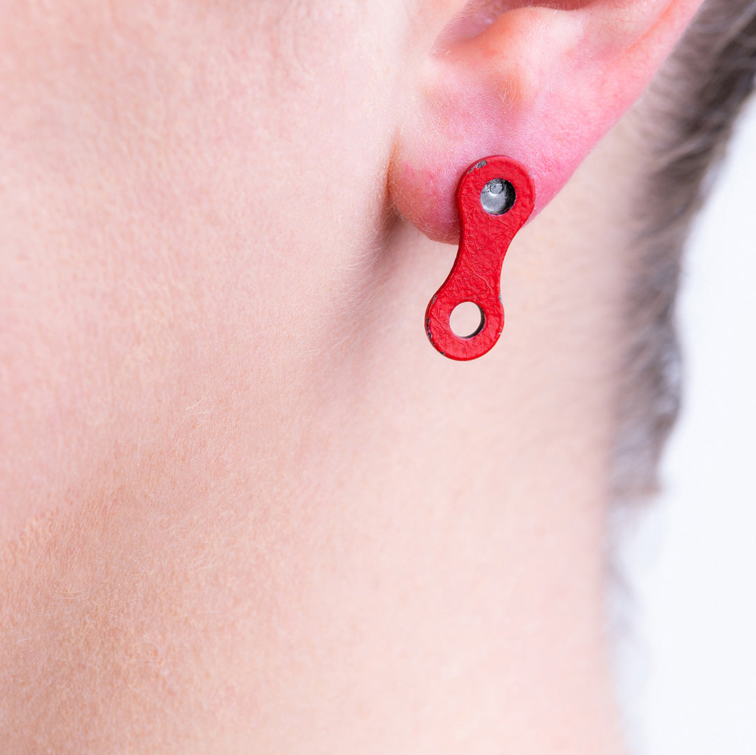 Lone Rider Bike Chain Link Stud Earrings (3 Colours)-2