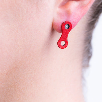 Lone Rider Bike Chain Link Stud Earrings (3 Colours)-2
