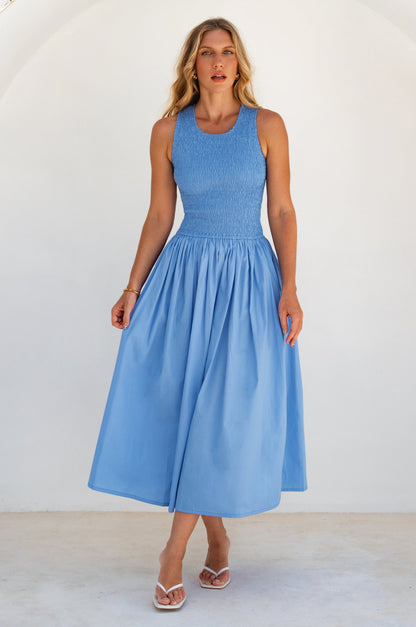 Lucciola Smocked Cotton Midi Dress-0