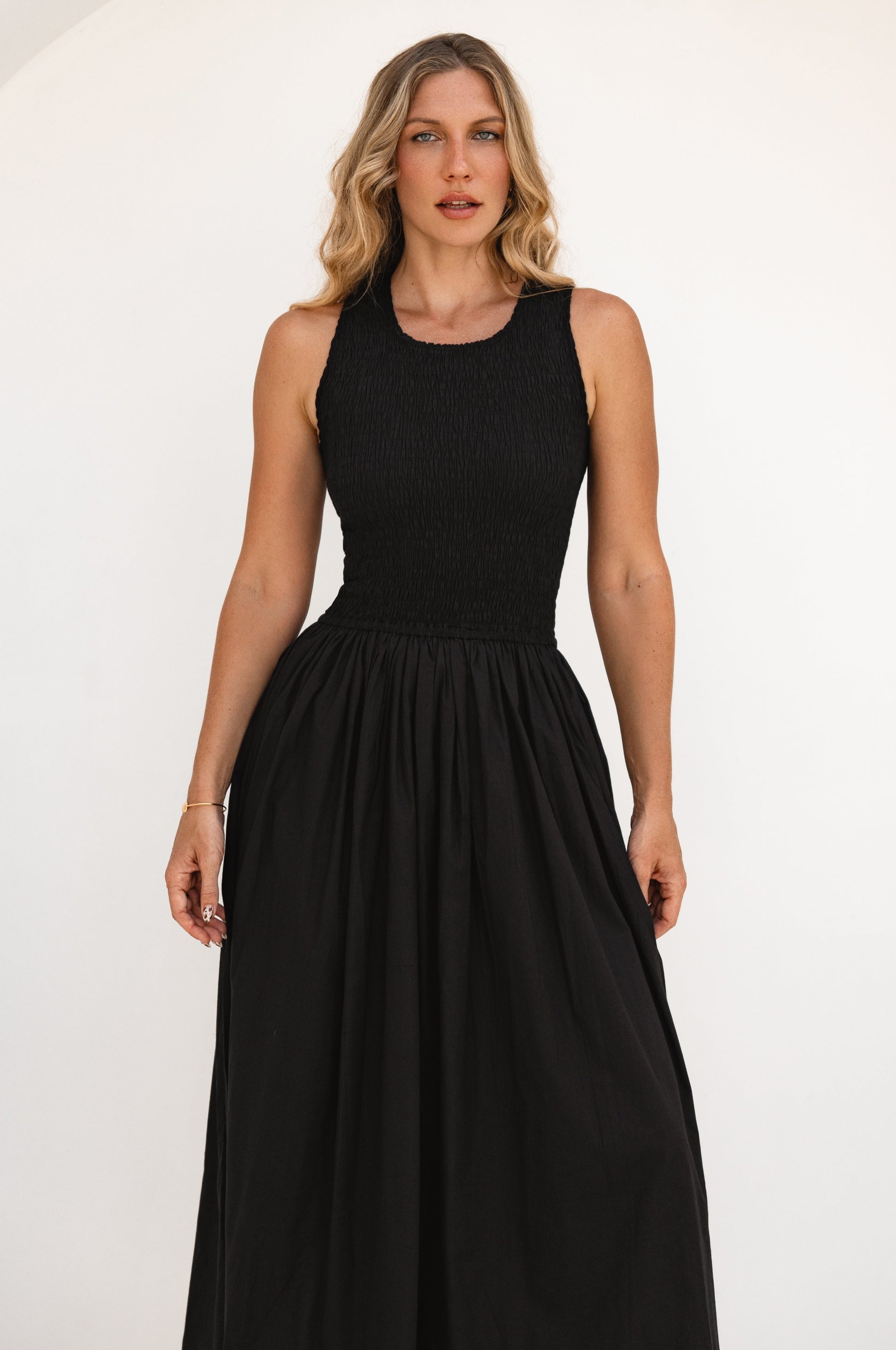 Lucciola Smocked Cotton Midi Dress-1
