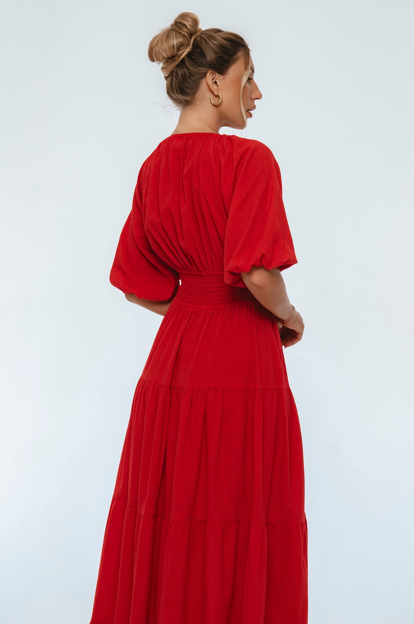 Lucienne Smocked Linen Maxi Dress-3