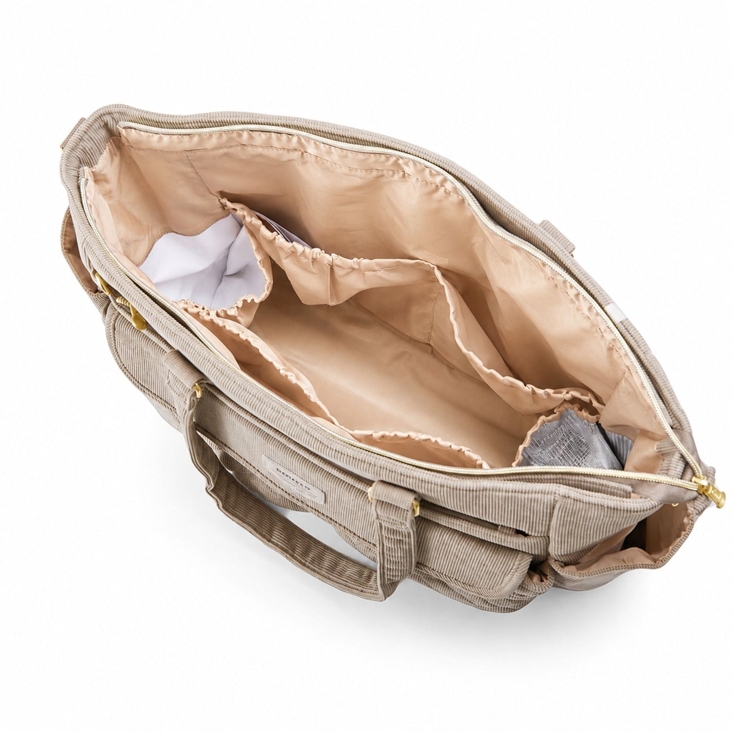 SUNVENO Corduroy Quilted Diaper Bag Tote-3