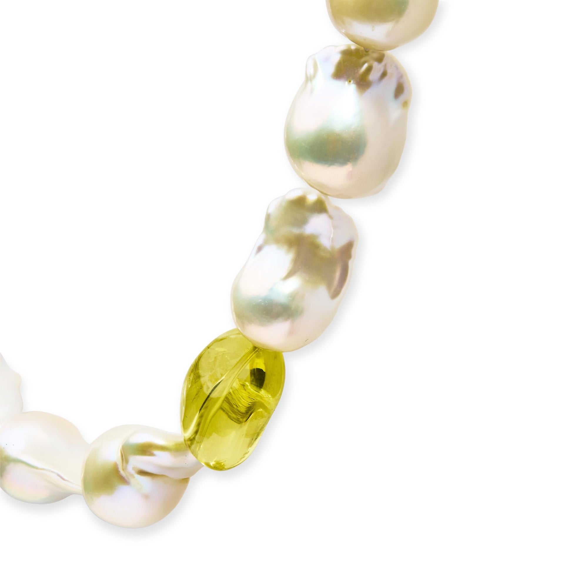 14K Yellow Gold Citrine, Amethyst, and Baroque Pearl Strand Necklace - 18" Inches-3