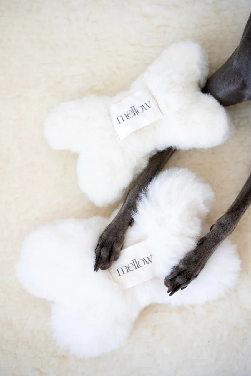 Natural Woolen Dog Toy - Bone - White-1