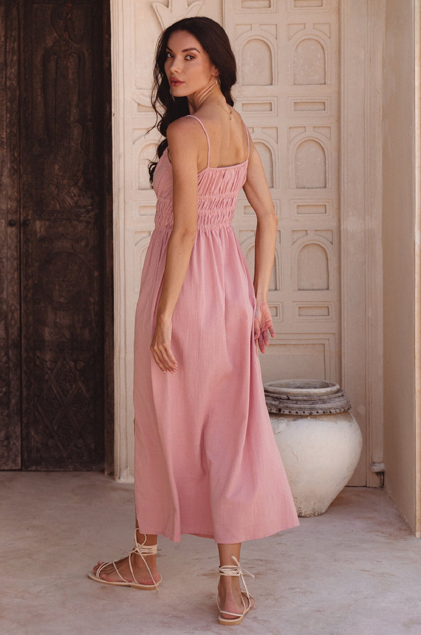 Eleanore Handcrafted Linen Midi Summer Dress-2