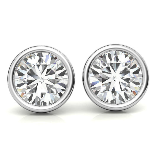 4.00 CTW Lab Grown Diamond Bezel Martini Stud Earrings in 14K White or Yellow Gold-1