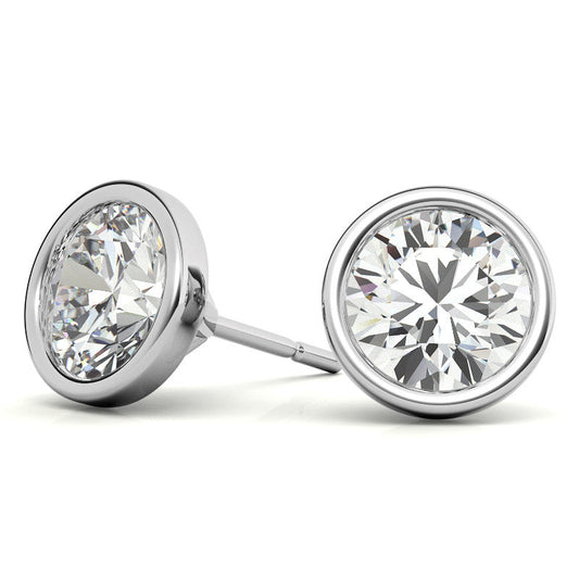 4.00 CTW Lab Grown Diamond Bezel Martini Stud Earrings in 14K White or Yellow Gold-0