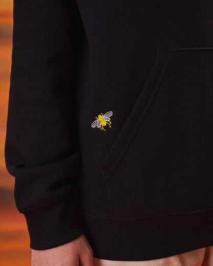 Bee Embroidered Hoodie Black Men-3