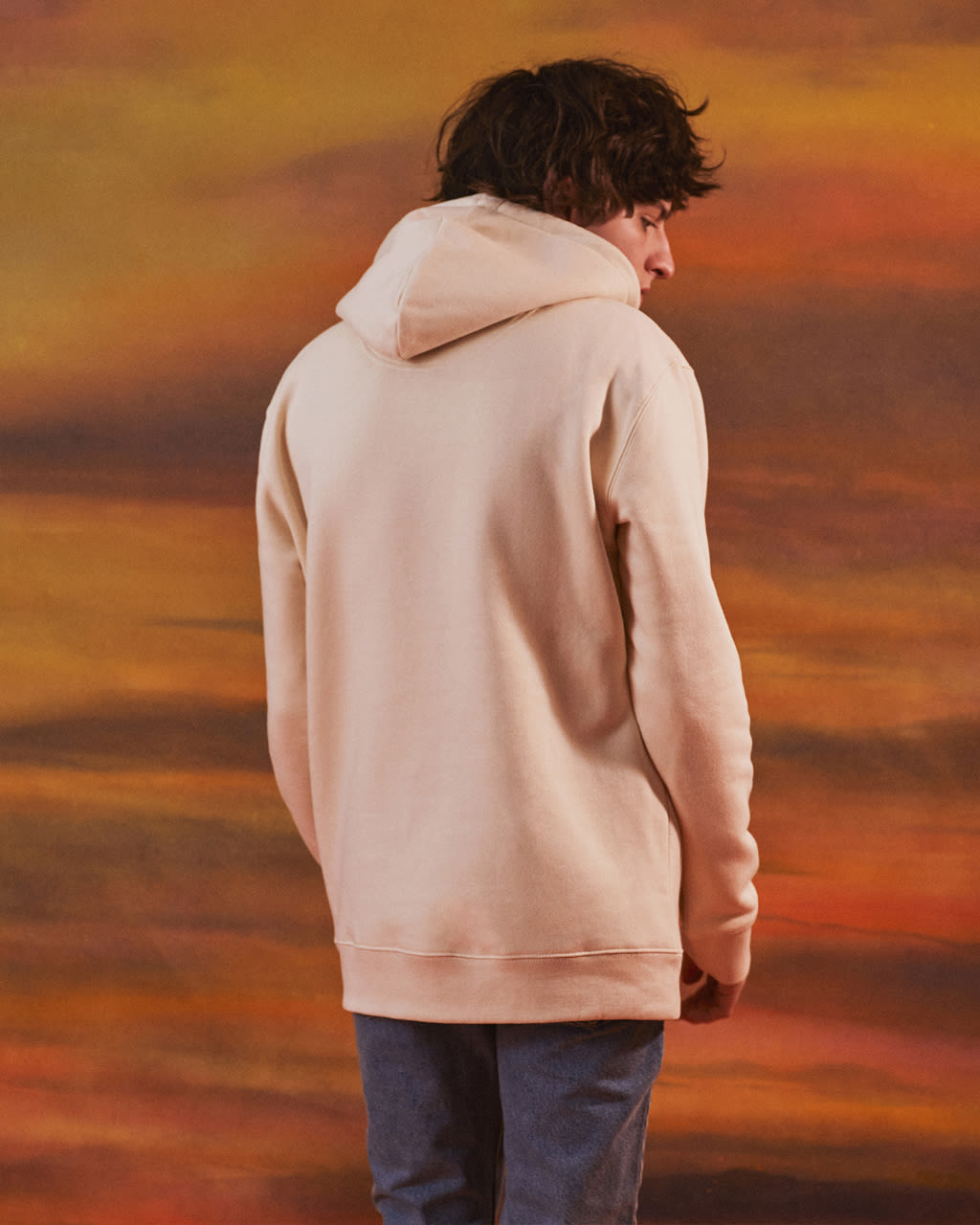 Bee Embroidered Hoodie Ecru Men-3