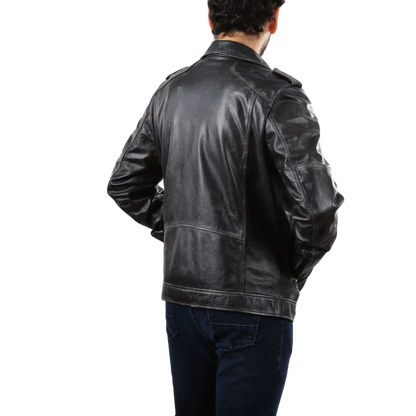 Men’s Real Leather Moto Biker Jacket-1