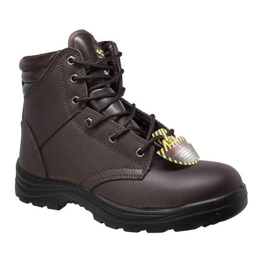 Men's 6" Brown Steel Toe Work Leather Boots-0