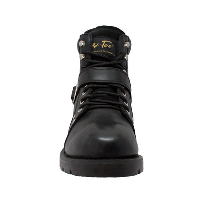 Men's 6" Reflective Double Zipper Biker Black Leather Boots-2