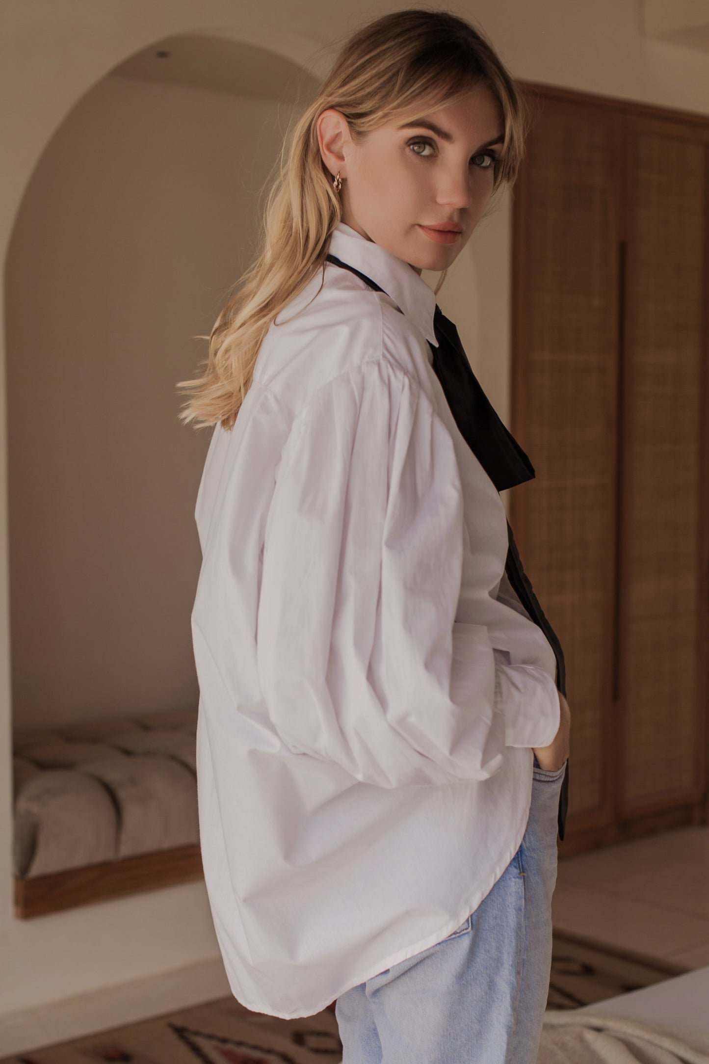 Merci Balloon Sleeve Oversized Shirt (Sale)-2