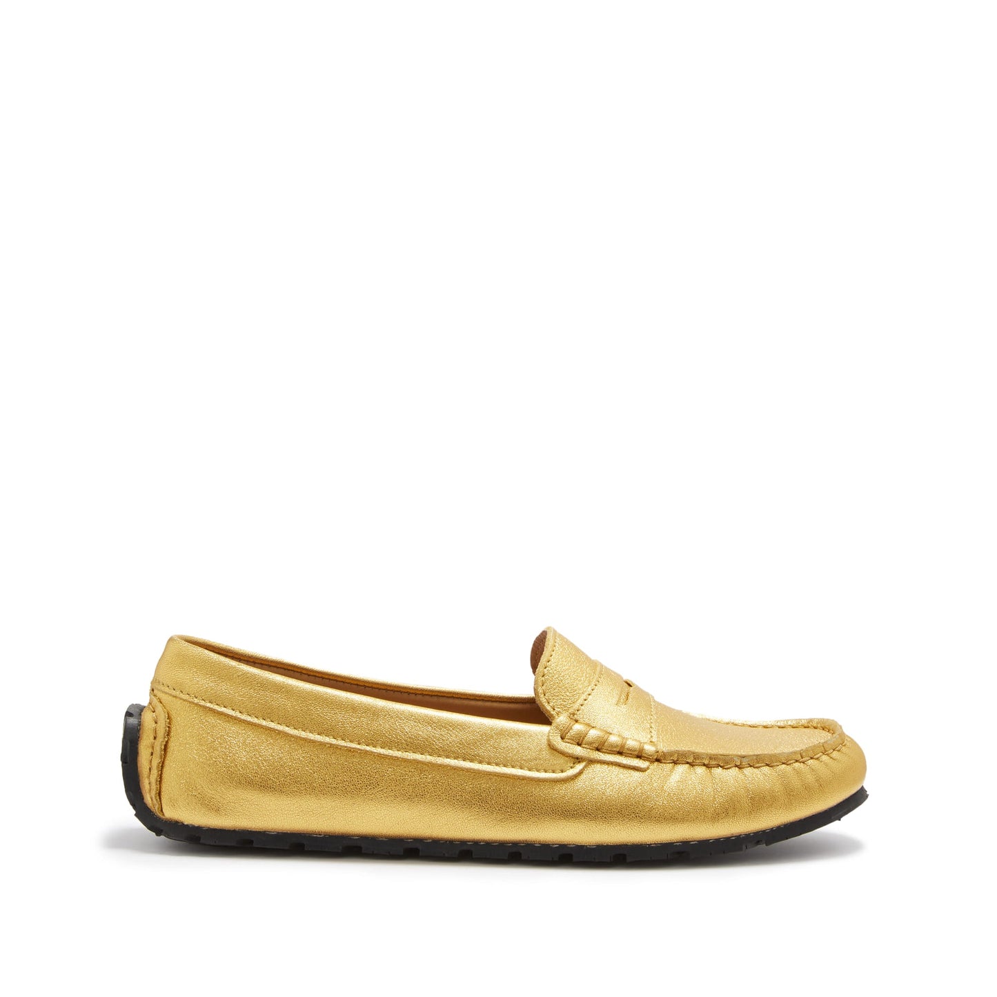 Women's Tyre Sole Penny Loafers, yellow gold leather-0