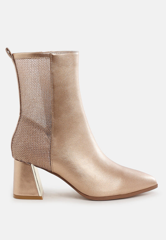Mimosa Mesh Detail Pointy Ankle Boots-0