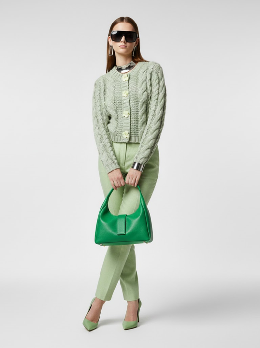 Mint Green Cable Knit Cardigan - TRIBECA: New Colección COUTURE in NOLITA - BYMANYC ® New York-0