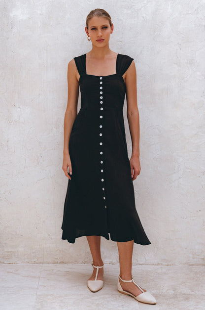 Mira Linen Midi Dress-6