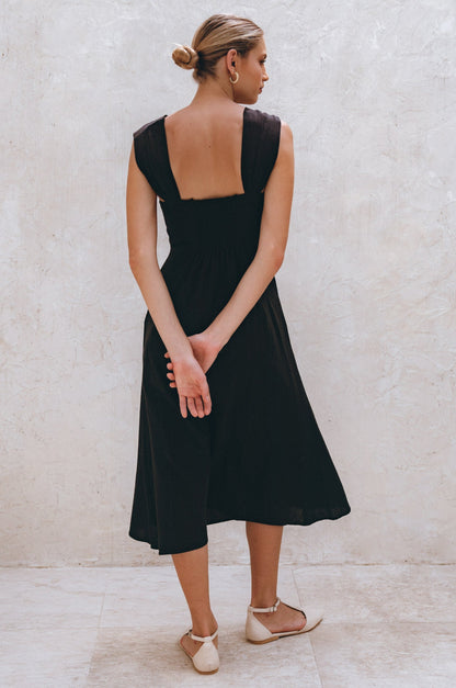 Mira Linen Midi Dress-4