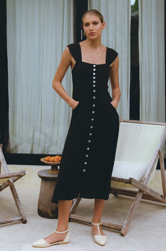 Mira Linen Midi Dress-0