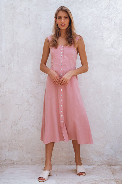 Mira Linen Midi Dress-2