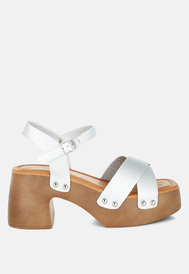 Morasa Metallic Pleather Clog Sandals By Mode-0