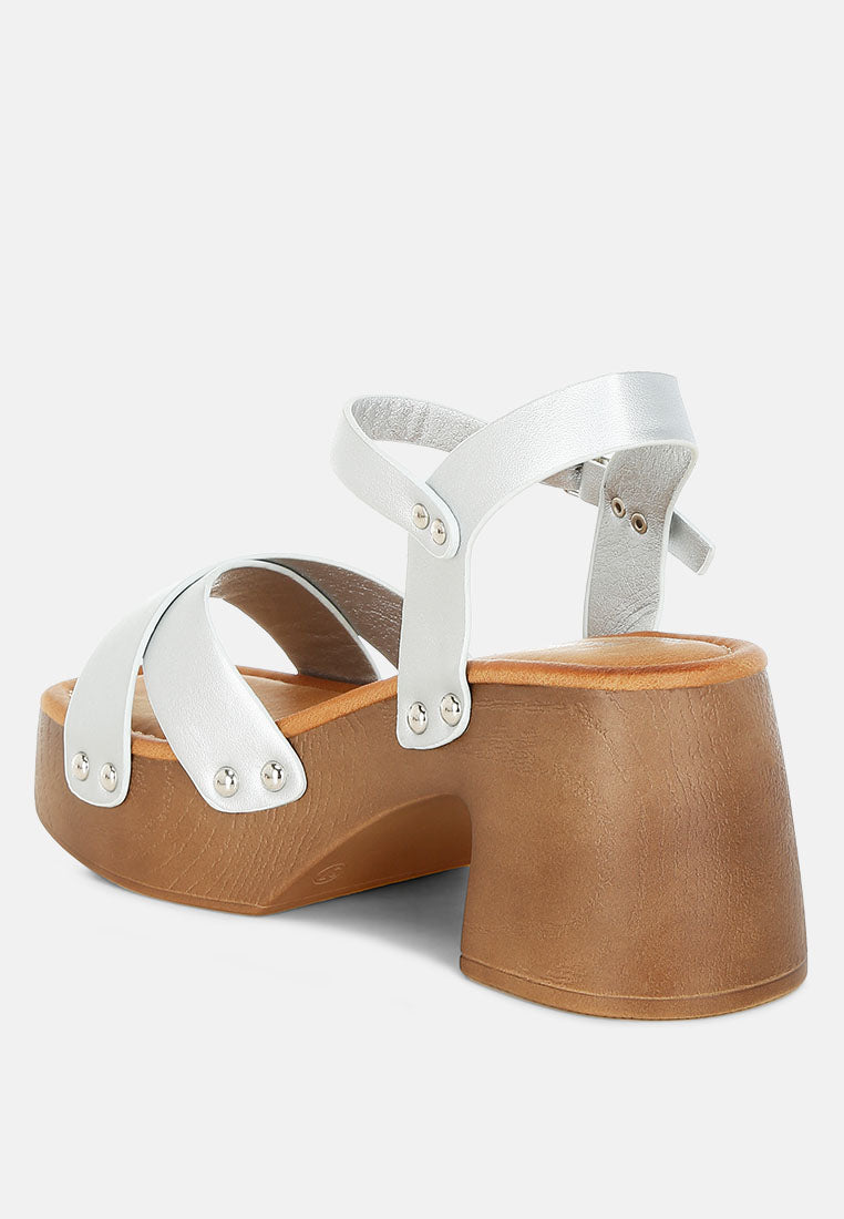 Morasa Metallic Pleather Clog Sandals By Mode-2