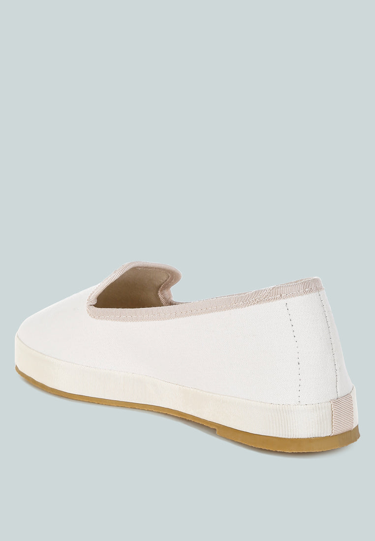 Moshka Round Toe Canvas Slip-On Loafers-2