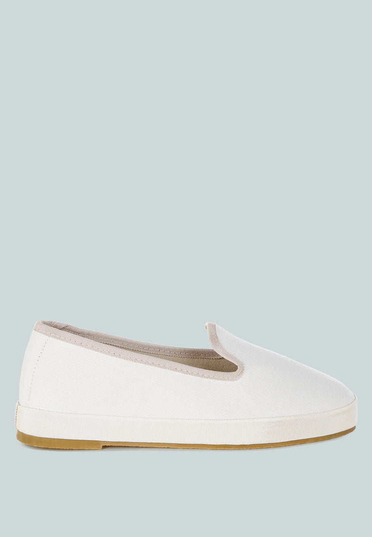 Moshka Round Toe Canvas Slip-On Loafers-0