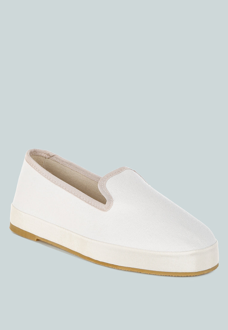 Moshka Round Toe Canvas Slip-On Loafers-1