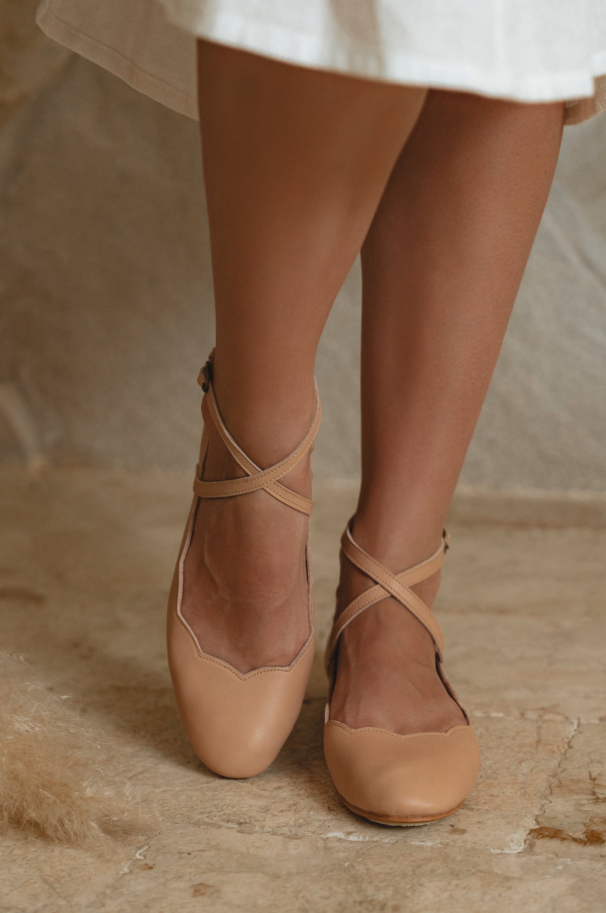 Myrelle Criss-Cross Leather Ballet Flats-0