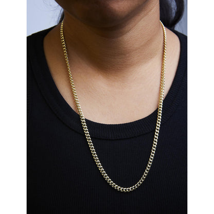 Semi-Solid 14K Yellow Gold 4.5mm Miami Cuban Chain Necklace - Unisex Chain-4