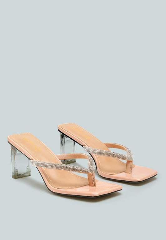 Litchi Rhinestone Embellished Strap Sandals-1